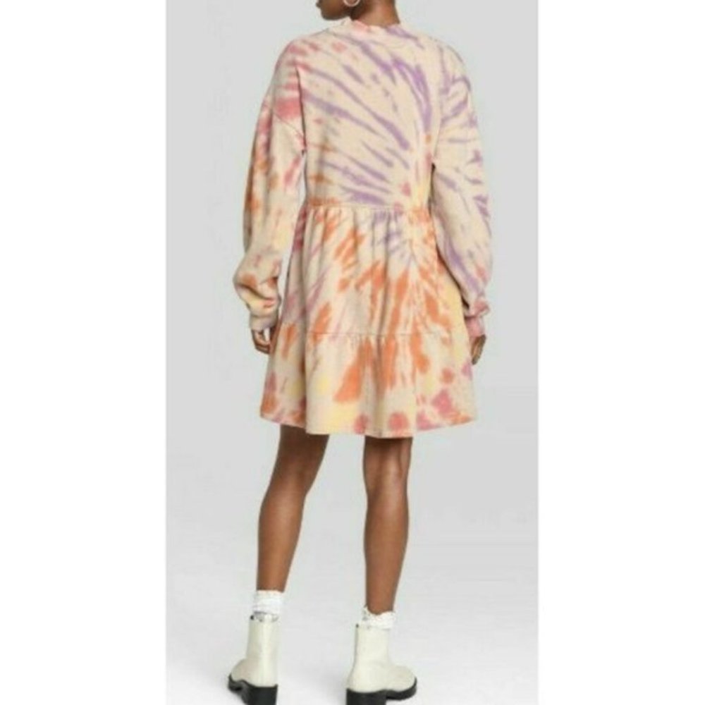 Pastel Tie Dye Tiered Sweatshirt Dress M - Picture 2 of 11